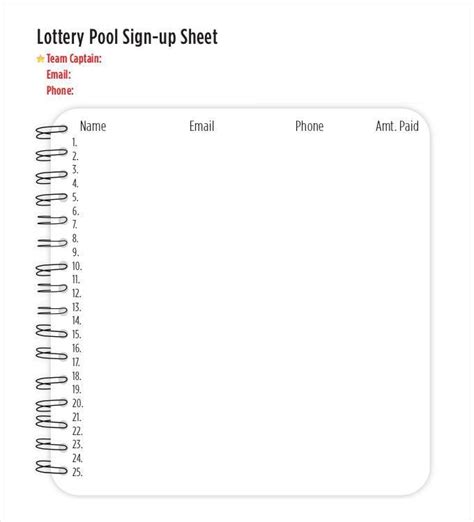 lottery sign up sheet template.